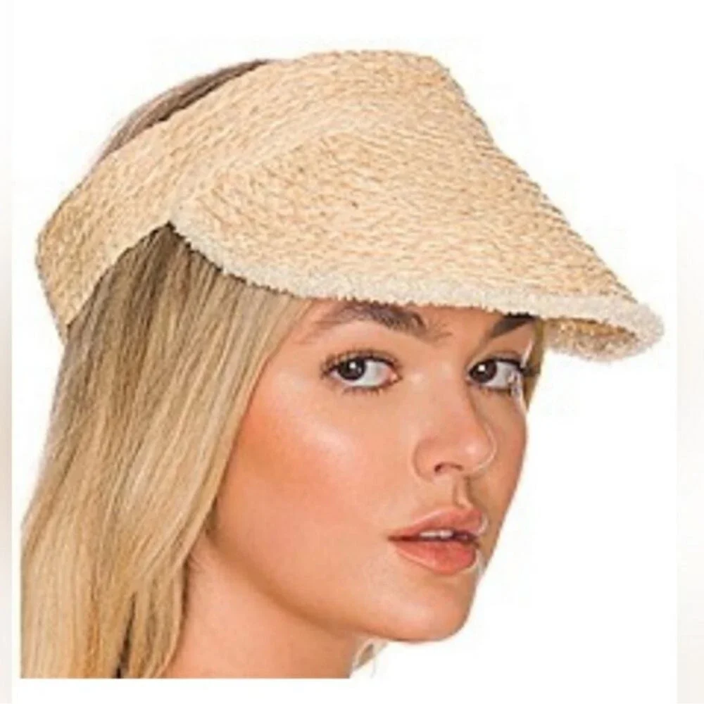 Hat Attack Pocket Visor Woven Rafia Adjustable Women's One Size Natural Summer